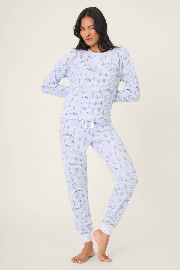 Pj Salvage Ski Jammie Classics Mountain Dreams Print PJ Set