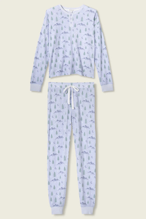 Pj Salvage Ski Jammie Classics Mountain Dreams Print PJ Set