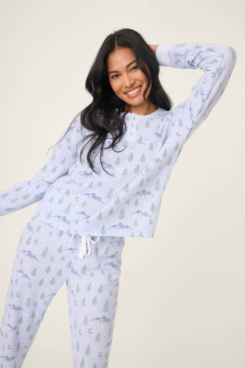 Pj Salvage Ski Jammie Classics Mountain Dreams Print PJ Set