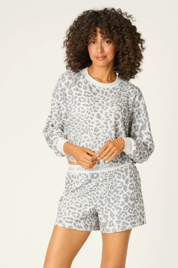 Pj Salvage Boyfriend Boxer Leopard Print Shorts Set