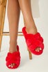 Pj Salvage Red Fuzzy Slippers
