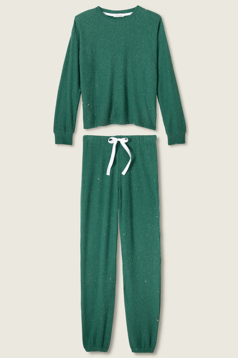 Pj Salvage Fireside Sparkle Forest Green PJ Set