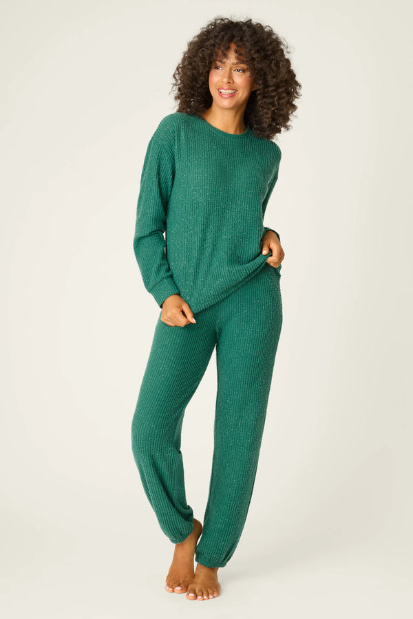Pj Salvage Fireside Sparkle Forest Green PJ Set