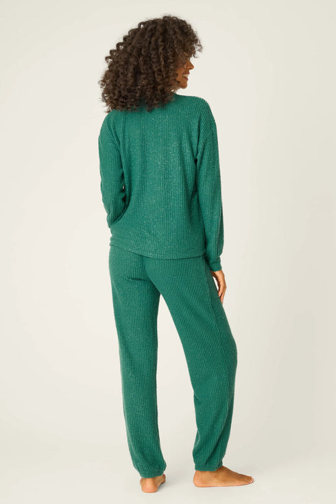 Pj Salvage Fireside Sparkle Forest Green PJ Set