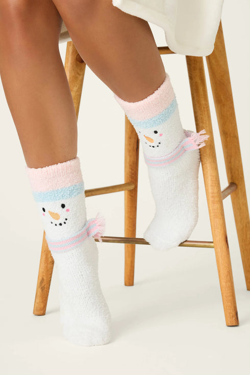 Pj Salvage Ski Jammie Classics Snowman Crew Socks with Grippers