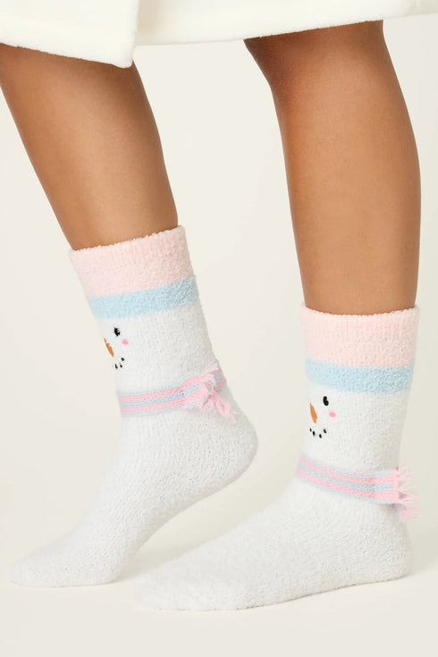 Pj Salvage Ski Jammie Classics Snowman Crew Socks with Grippers