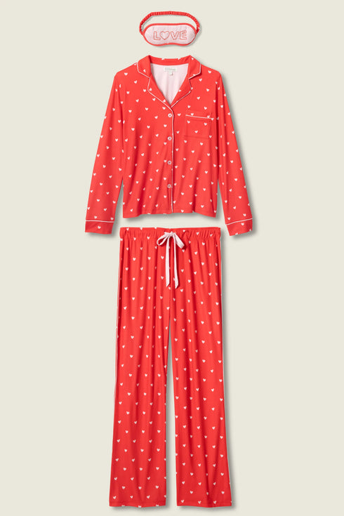 Pj Salvage Valentine's Day Tiny Hearts Print 3-Piece PJ Set