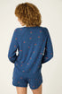 Pj Salvage Star Spangled True Navy Cherry Print Long Sleeve Top
