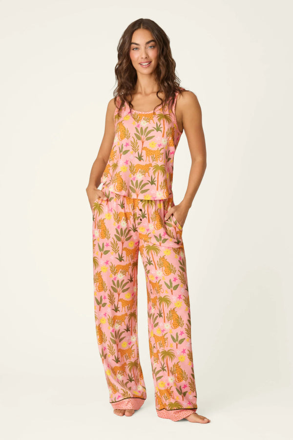 Pj Salvage In the Jungle Leopard Safari Long PJ Set