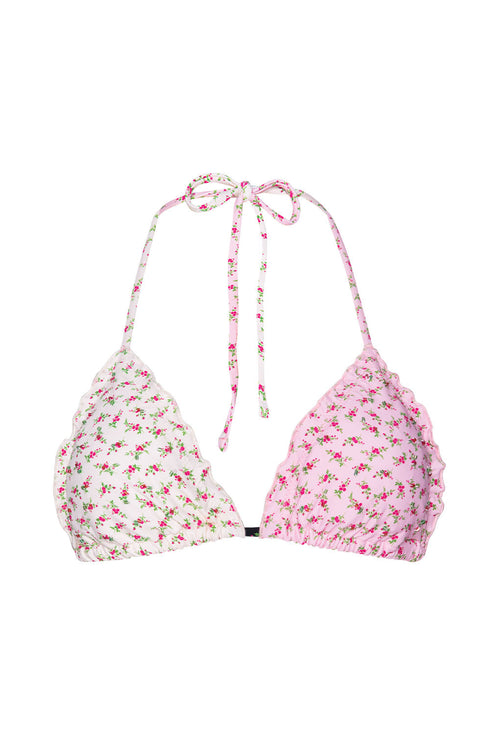 PQ Swim Rosebud Embroidered Lettuce Edge Triangle Top