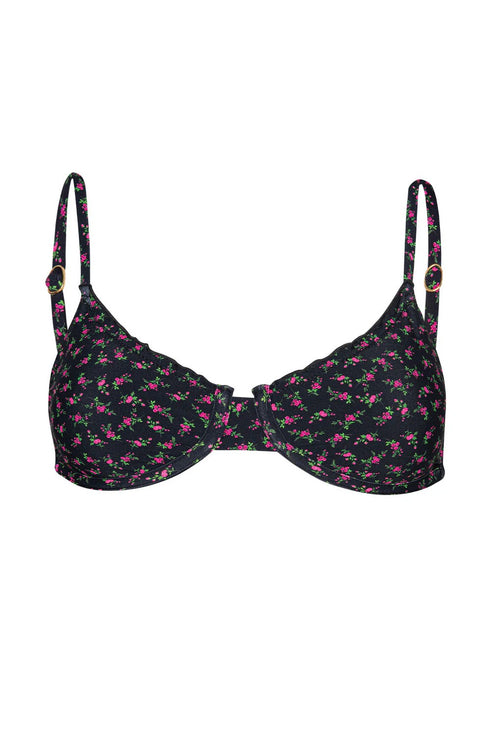 PQ Swim Rosebud Embroidered Lettuce Edge Underwire Top