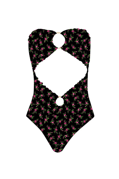 PQ Swim Rosebud Lettuce Edge Strapless Ring One Piece