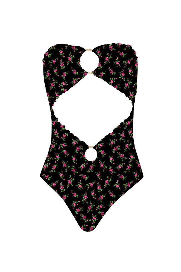 PQ Swim Rosebud Lettuce Edge Strapless Ring One Piece