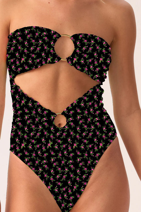PQ Swim Rosebud Lettuce Edge Strapless Ring One Piece