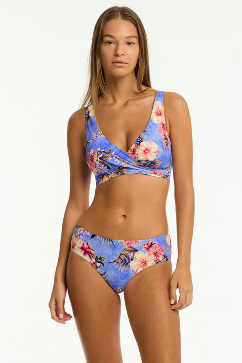 Sea Level Blue Hawaii Mid Bikini Bottom