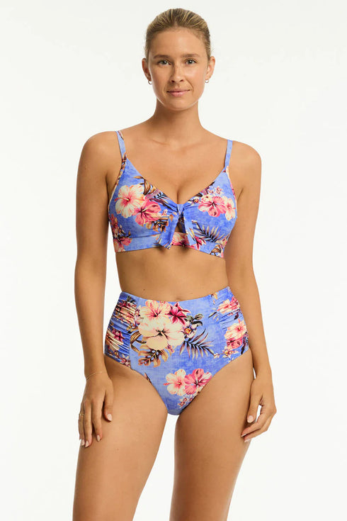 Sea Level Blue Hawaii Tie Front DD/E Bralette