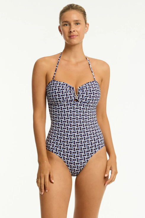 Sea Level Coast V Bar Bandeau One Piece