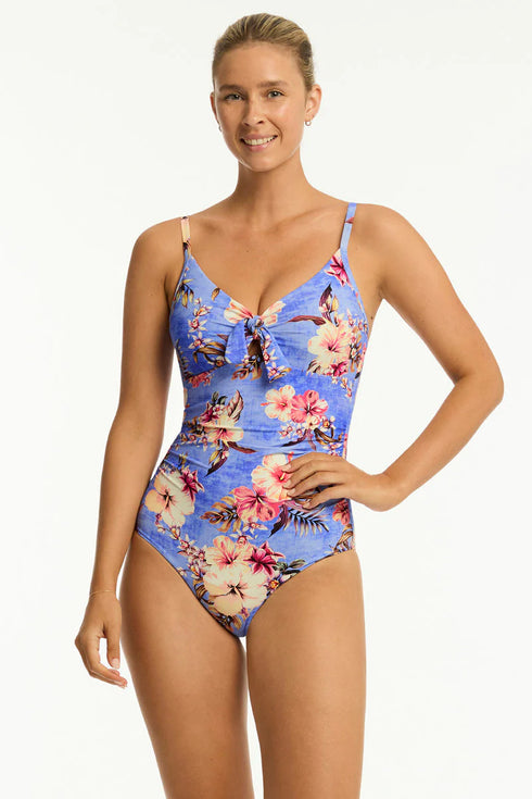 Sea Level Blue Hawaii Tie Front DD/E One Piece