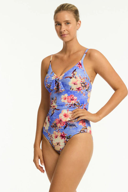 Sea Level Blue Hawaii Tie Front DD/E One Piece