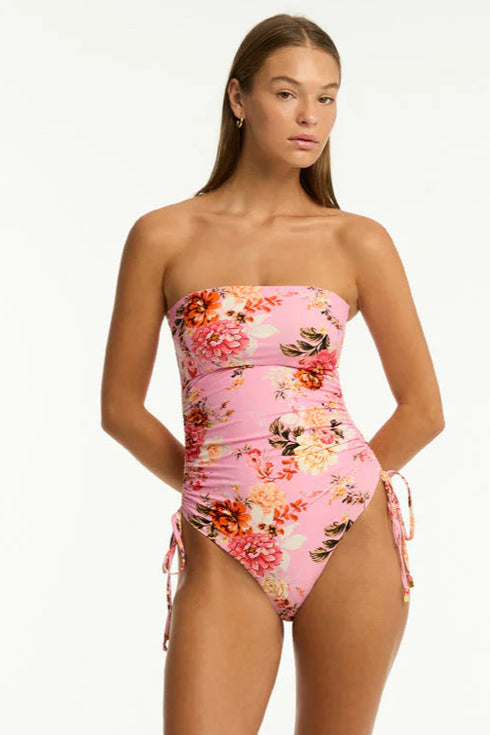 Sea Level Rosewood Tie Side Bandeau One Piece