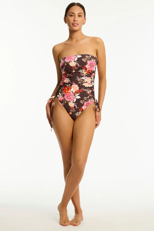 Sea Level Rosewood Tie Side Bandeau One Piece