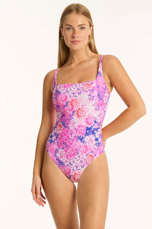 Sea Level Fiesta Square Neck Bralette One Piece
