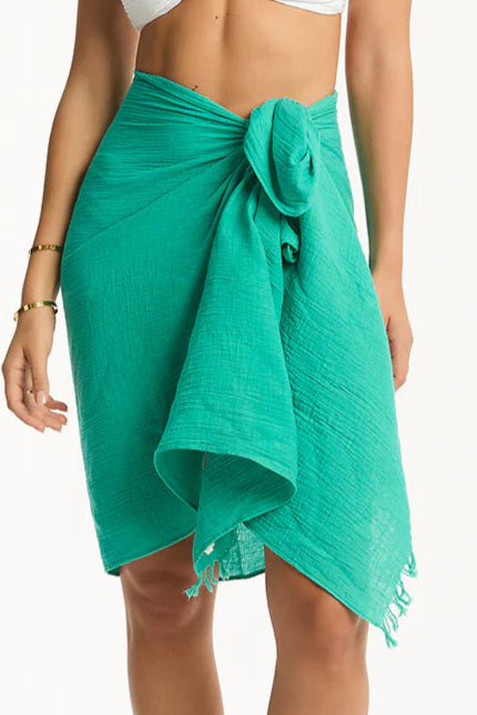 Sea Level Overswim Frayed Sarong
