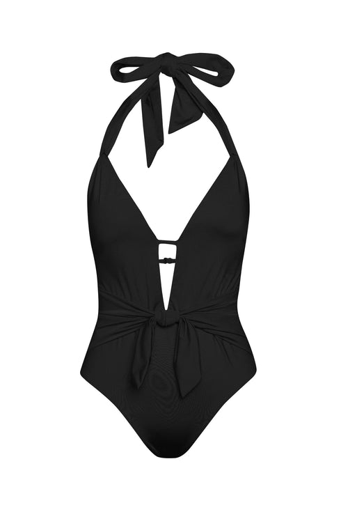 Sunshine 79 Solids Keyhole V-Plunge Halter One Piece