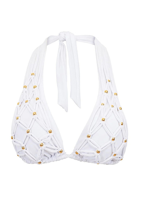 PQ Swim White Sand Beaded Brynn Halter