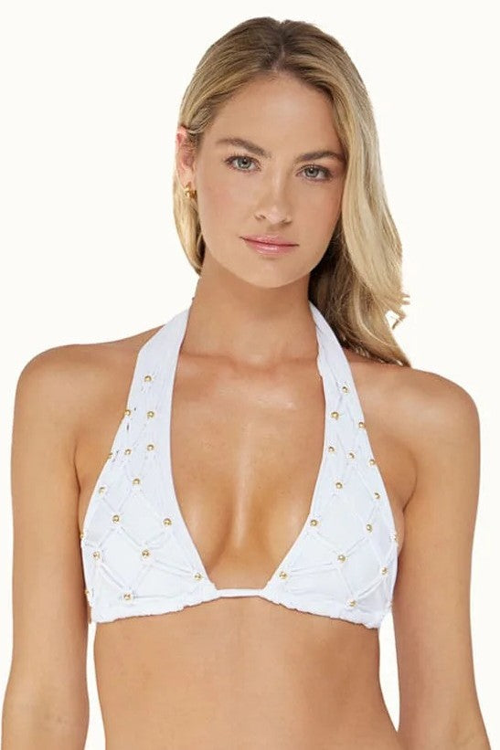 PQ Swim White Sand Beaded Brynn Halter