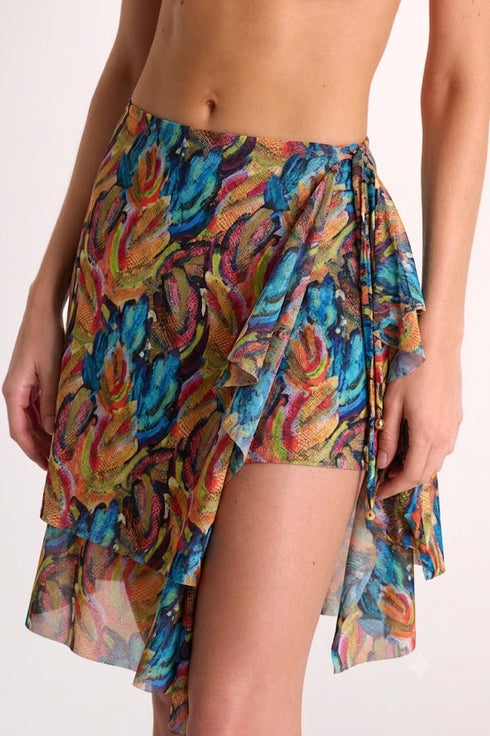Shan Élisabeth Ruffle Mesh Wrap Pareo Skirt