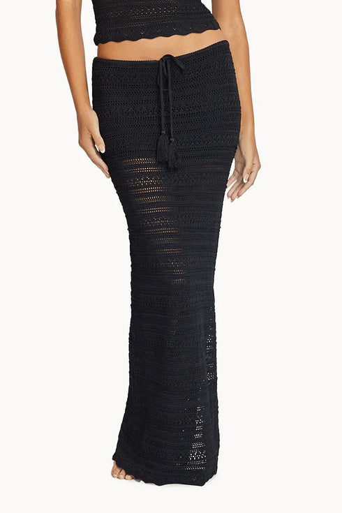 PQ Swim Black Crochet Long Skirt