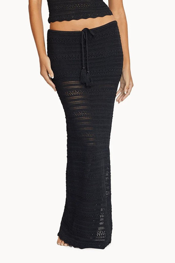 PQ Swim Black Crochet Long Skirt