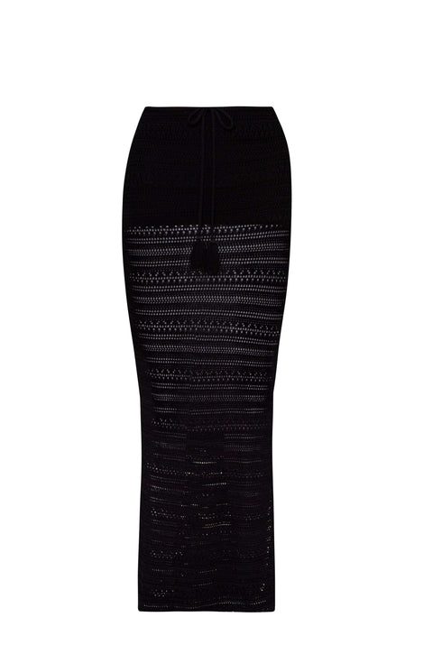 PQ Swim Black Crochet Long Skirt