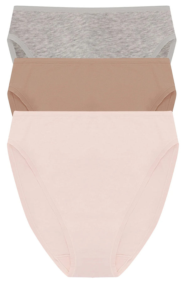 Natori Bliss Bare Cotton High Cut Brief 3-pack