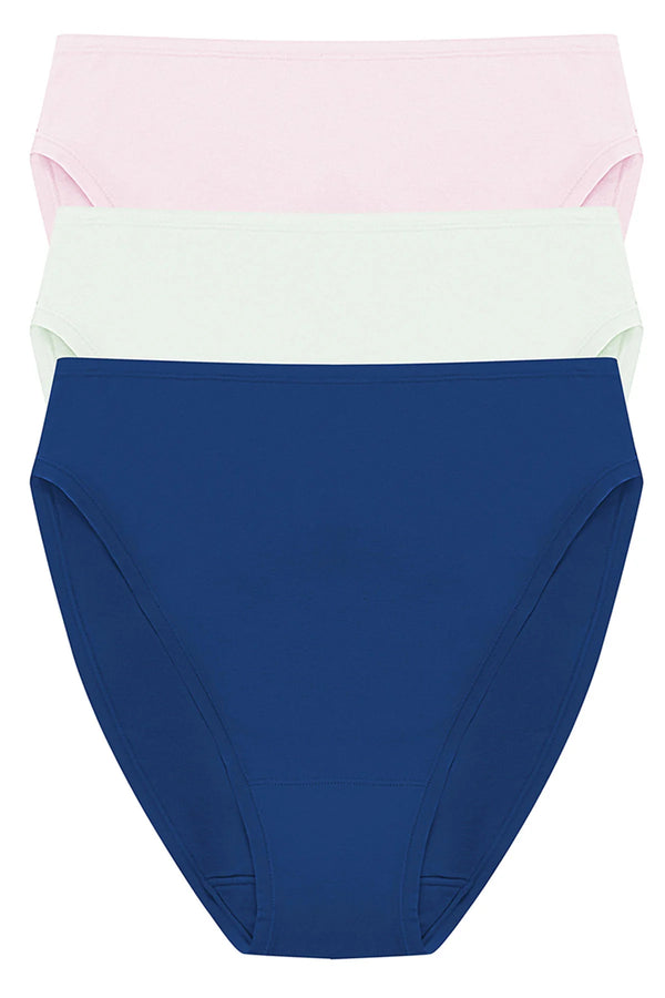 Natori Bliss Bare Cotton High Cut Brief 3-pack