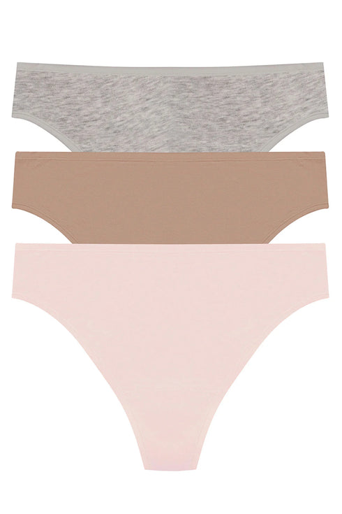 Natori Bliss Bare Cotton Thong 3-pack
