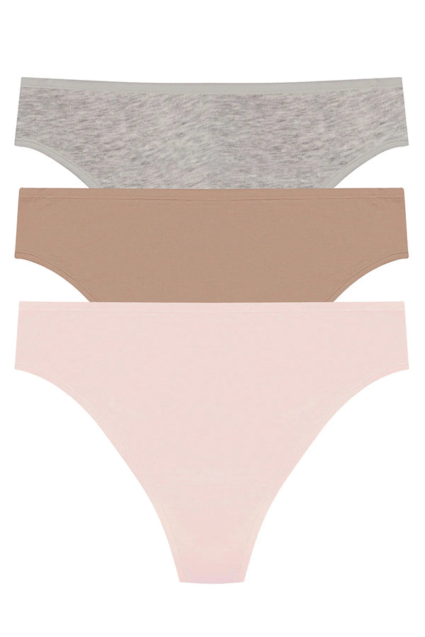 Natori Bliss Bare Cotton Thong 3-pack