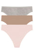 Natori Bliss Bare Cotton Thong 3-pack
