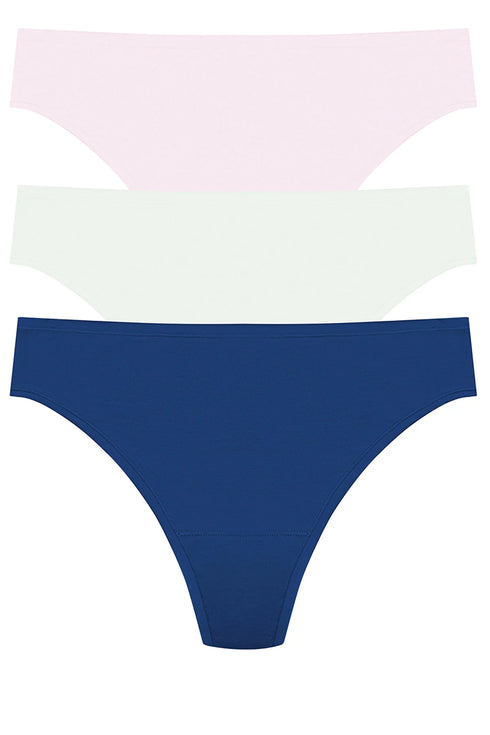 Natori Bliss Bare Cotton Thong 3-pack