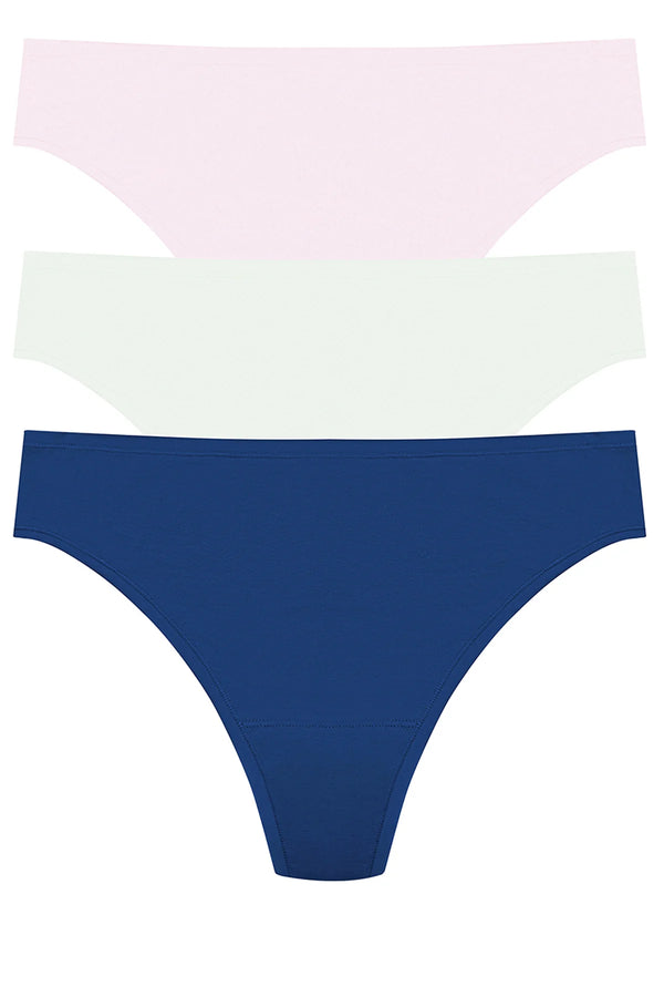Natori Bliss Bare Cotton Thong 3-pack