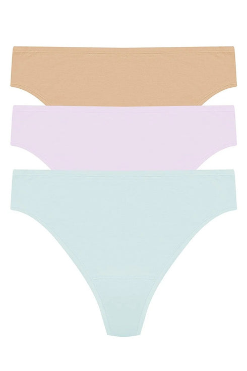 Natori Bliss Bare Cotton Thong 3-pack