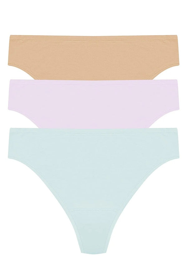 Natori Bliss Bare Cotton Thong 3-pack