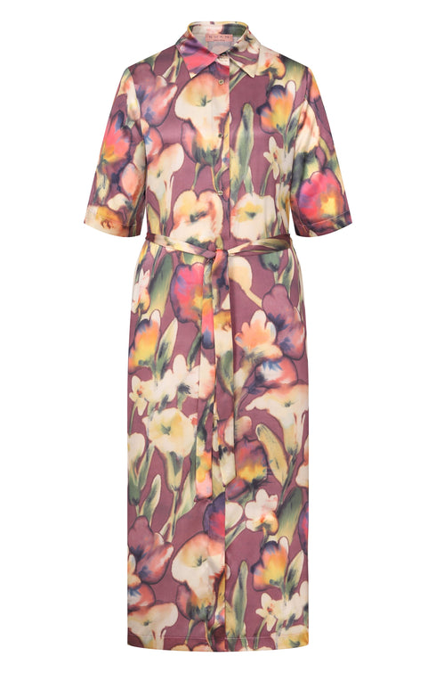 Shan Celine Long silk shirt dress