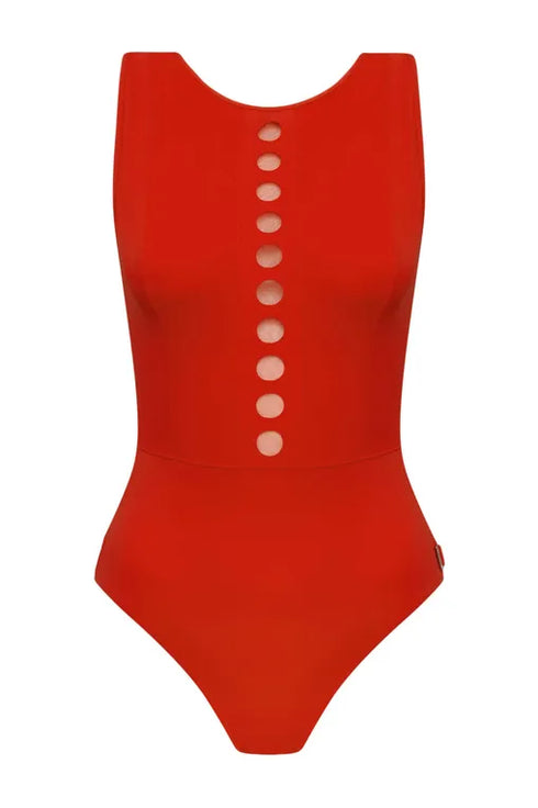 Shan Billy-rose High-neck one-piece swimsuit with round cutouts