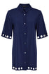 Shan Elisabeth Button-down Lycra swimsuit cover-up with round cutouts