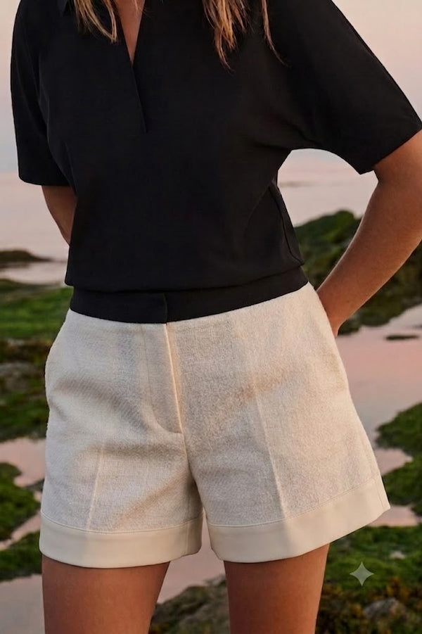 Shan Laurence Luxurious textured jacquard shorts
