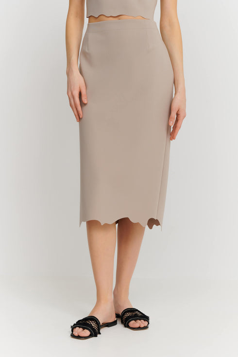 Shan Billy Scalloped Pencil Skirt