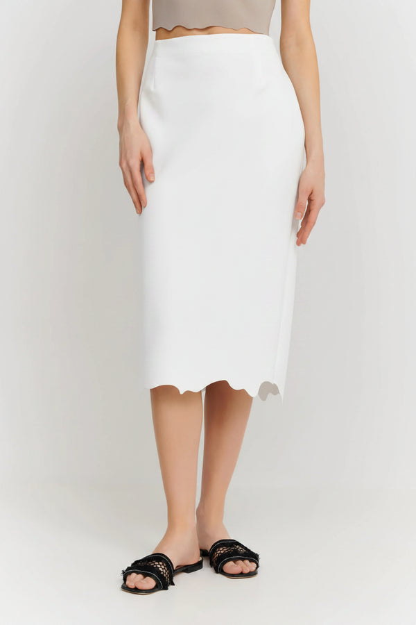 Shan Billy Scalloped Pencil Skirt