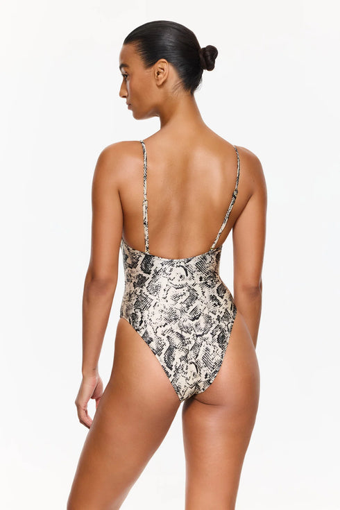 Gottex Flirtt Silky Python Tie Cut Out One Piece
